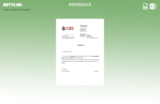 Референтен шаблон за затворање со модерен стил на Швајцарија UBS